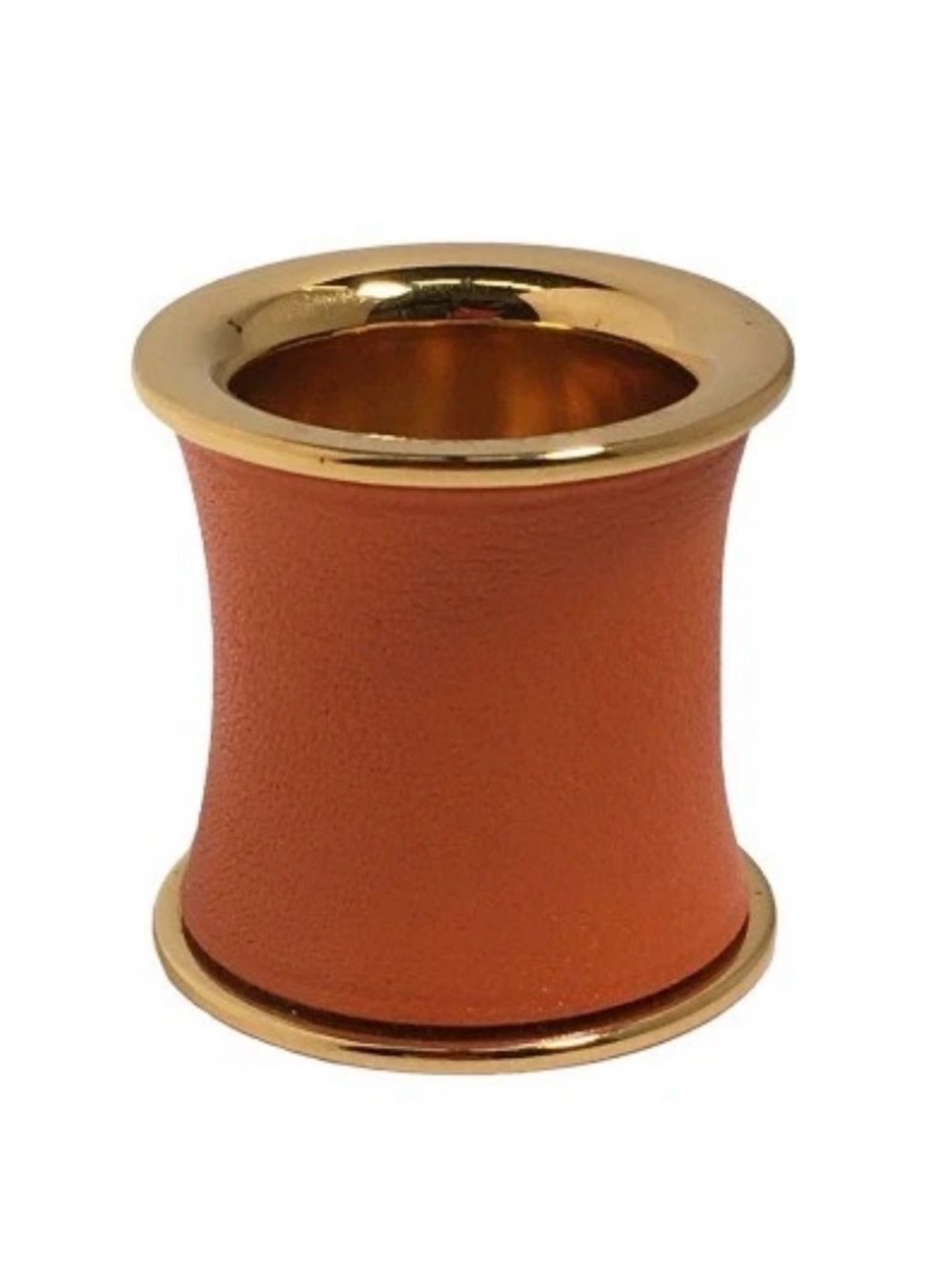 Hermès Orange Swift Leather Gold Tone Scarf Ring Made in France EUC - Picture 4 of 5